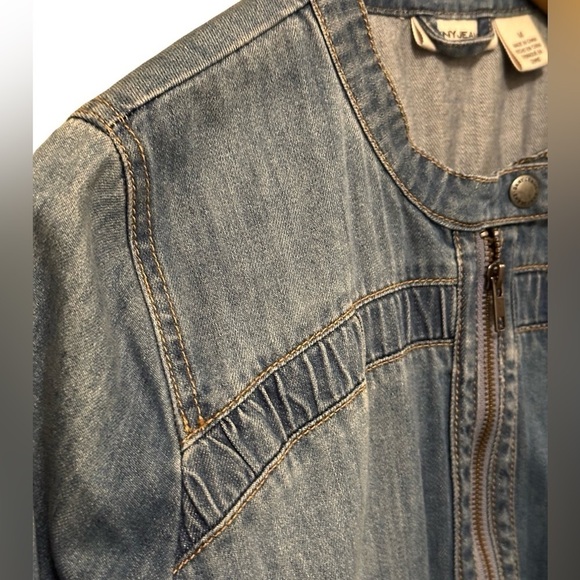 DKNY JEANS Blue Jean Bomber Jacket Women’s Size Medium. - Picture 6 of 15